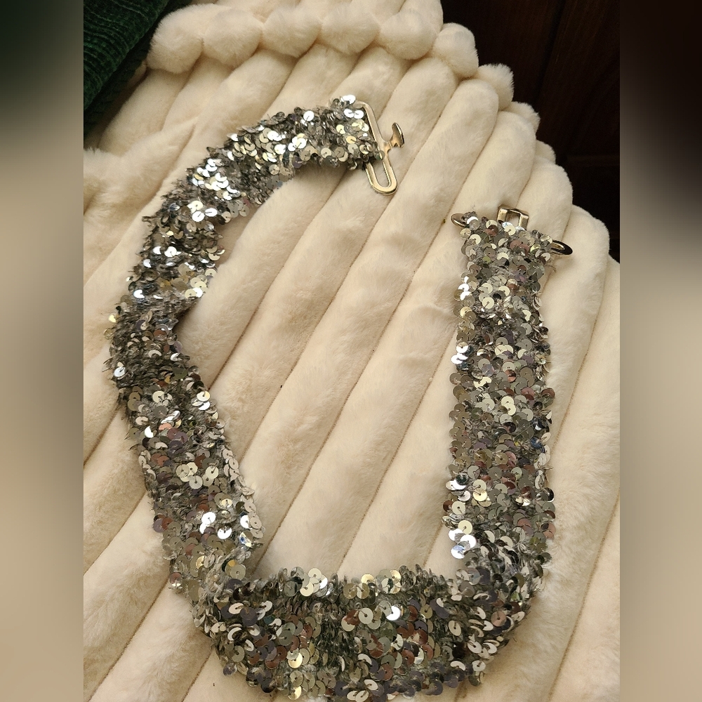 Elegant Silver Sequin Belt